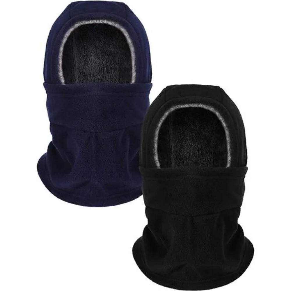 Unisex Winter Balaclava Hat Fleece Full Face Covering Scarf with Drawstring